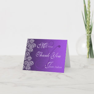 Damask Royal Purple Mariage Merci Carte Note