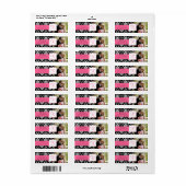Damask Roze Monogram Foto Bruiloft Adresetiketten Etiket (Full Sheet)