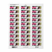 Damask Roze Monogram Foto Bruiloft Adresetiketten Etiket (Full Sheet)
