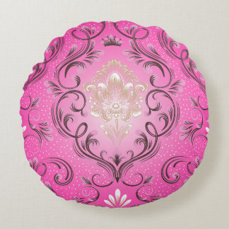 Damask Roze Ronde Sierkussen Rond Kussen