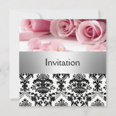 Damask Roze Rozen Feest Uitnodiging save the date (Voorkant)