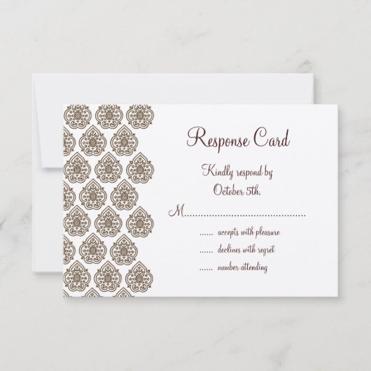 Damask RSVP op champagne Kaartje (Voorkant)