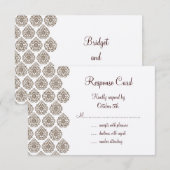 Damask RSVP op champagne Kaartje (Voorkant / Achterkant)