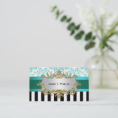 Damask, ruban Aqua noir blanc, Étiquette or (Debout devant)