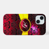 DAMASK RUBAN rouge or jaune monogramme fille (Verso Horizontal)
