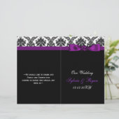 damask, ruban violet livre plié Mariage programme (Debout devant)