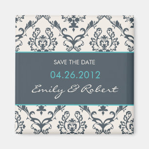 Damask save the date bruiloft magneet
