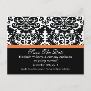 Damask Save the Date Coral Roos BRIEFKAART! Aankondigingskaart
