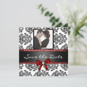 Damask Save the Date Foto (Staand voorkant)