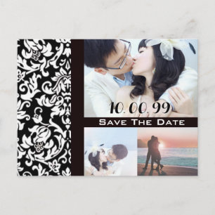 Damask Save the Date JOUW Foto Collage Aankondigingskaart