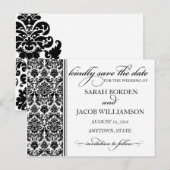 Damask Save the Date Kaart- Pas het aan! Aankondigingskaart (Voorkant / Achterkant)