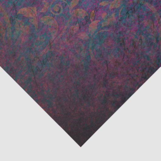 Damask & script elegant purple blue gold tissuepapier (Detail)