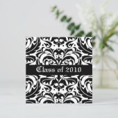 Damask Scroll Class of Afstuderen Invitation Kaart (Staand voorkant)