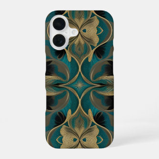 Damask Seamless Repetitive Pattern Flowers Teal iPhone 16 Hoesje
