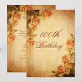  Damask Shabby Chic Peach Rozen 100th Kaart (Voorkant / Achterkant)