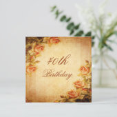  Damask Shabby Chic Peach Rozen 40th Kaart (Staand voorkant)
