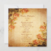  Damask Shabby Chic Peach Rozen 40th Kaart (Achterkant)
