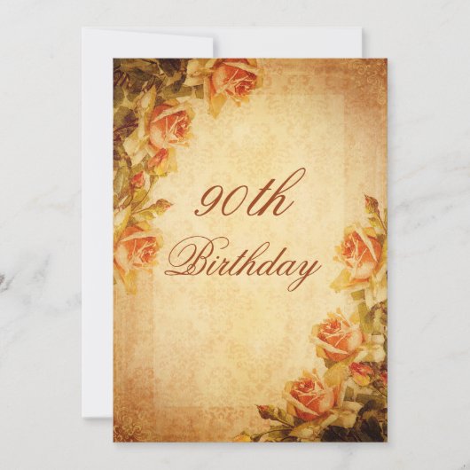 Damask Shabby Chic Peach Rozen 90th Kaart (Voorkant)
