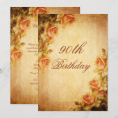  Damask Shabby Chic Peach Rozen 90th Kaart (Voorkant / Achterkant)