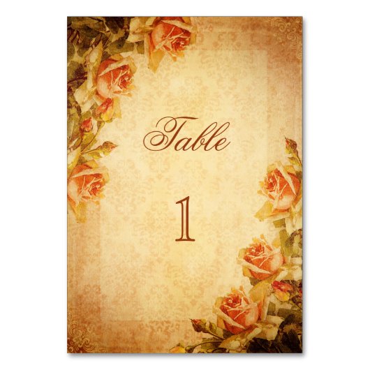  Damask Shabby Chic Peach Rozen Kaart (Voorkant)