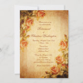 Damask Shabby Chic Peach Rozen Pensioen Kaart (Achterkant)
