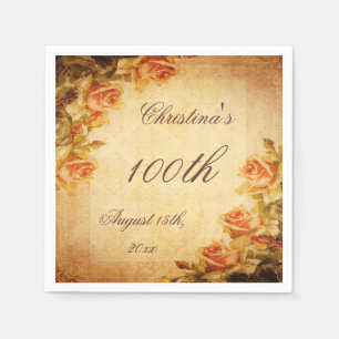 Damask Shabby Chic Peach Rozen Serviettes Servetten