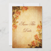  Damask Shabby Chic Peach Rozen Verjaardag Save The Date (Voorkant)