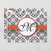 Damask Side Borders Oranje Trim Wedding RSVP (Voorkant / Achterkant)