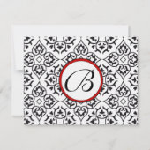 Damask Side Borders Red Trim Weddenschap RSVP