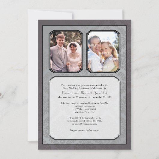 Damask Silver (25e) Anniversary Party invitation (Dos)