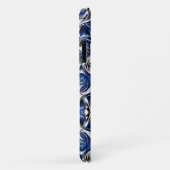 Damask Silver Blue Zwart Abstract Case-Mate iPhone Case (Achterkant/rechts)