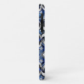 Damask Silver Blue Zwart Abstract Case-Mate iPhone Case (Achterkant/links)