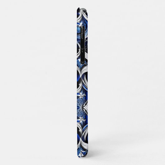 Damask Silver Blue Zwart Abstract Case-Mate iPhone Case (Achterkant/links)