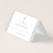 Damask Silver Grey Première communion Croix religi (Front)