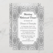 Damask Silver Grey Rehearsal Dinner Invitation Kaart (Voorkant / Achterkant)