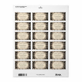 Damask Silver Lijst Parfum Flessenetiket Etiket (Full Sheet)