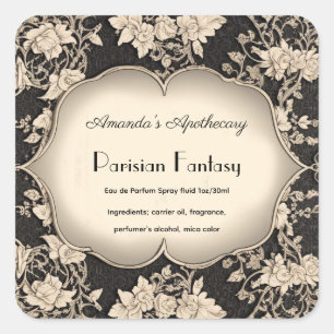  Damask Silver Lijst Parfum Flessenetiket Vierkante Sticker