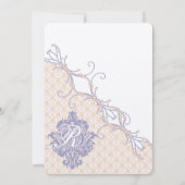  Damask Silver Peony en Lavender Wedding Kaart (Achterkant)