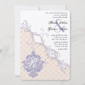  Damask Silver Peony en Lavender Wedding Kaart (Voorkant)