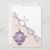  Damask Silver Peony & Grape Wedding Invite Kaart (Achterkant)