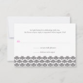 Damask Simplicity Black Rose Mariage Réponse (Devant)