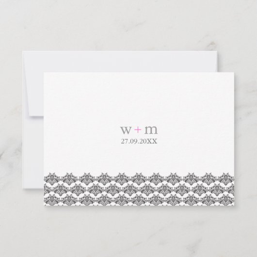 Damask Simplicity Black Rose Mariage Réponse (Dos)