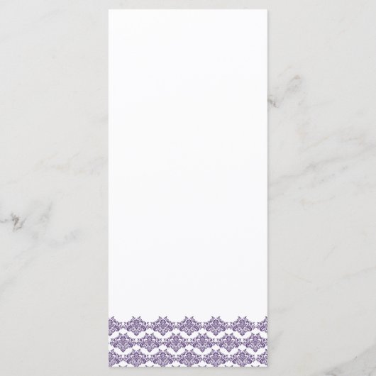 Damask Simplicity Cyan Purple Menu Mariage (Dos)