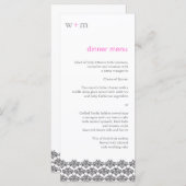 Damask Simplicity Gris rose Mariage Menu (Devant / Derrière)
