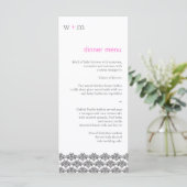 Damask Simplicity Gris rose Mariage Menu (Debout devant)
