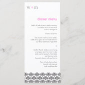 Damask Simplicity Gris rose Mariage Menu (Devant)