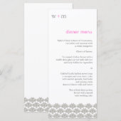 Damask Simplicity Taupe Mariage rose Menu (Devant / Derrière)