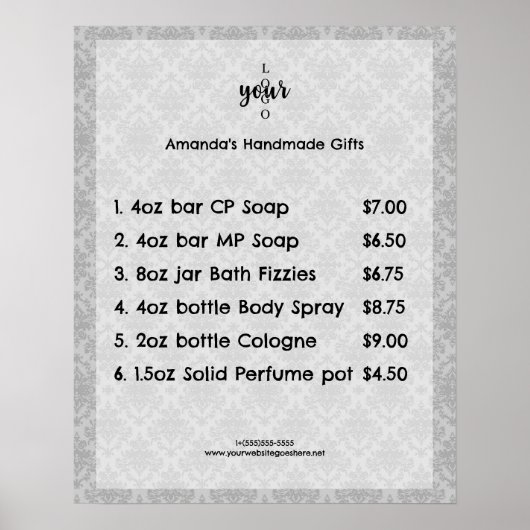 Damask Small Business prijslijst Poster (Voorkant)