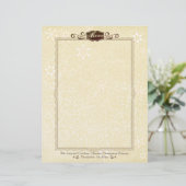Damask sneeuwvlok kerstmenu briefhoofd (Staand voorkant)