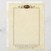 Damask sneeuwvlok kerstmenu briefhoofd (Voorkant / Achterkant)